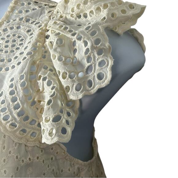 Jennifer & Grace NWT Antique White Eyelet Boho Flutter Sleeve Blouse Small - Picture 6 of 15